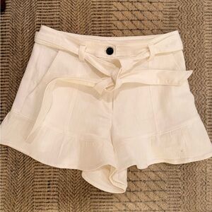 Cinq à Sept High Waist Cream Belted Shorts